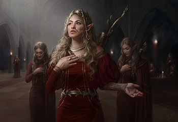 5th Oath of the Red Army, frumusete, art, girl, elf, dark, justyna gil, fantasy, luminos, princess HD wallpaper