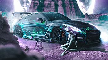 Alien Ride, cars, alien, artist, artwork, digital-art HD wallpaper