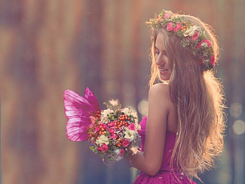 Flower Girl, colorful, vibrant, Ethereal Flower Girl, women are special, butterfly, vivid, female trendsetters, bright, bold, etheral women, gorgeous, girl, beautiful, We Heart It, pretty, flowers, lips nails eyes hair art, lovely HD wallpaper