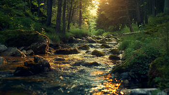 Forest Creek Serenity, creek, forest HD wallpaper