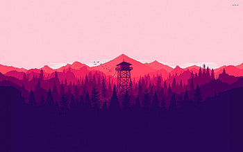 firewatch, forest, tower, tree, mountain HD wallpaper