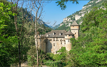 Chateau de la Caze, France, trees, castles, architecture, france HD wallpaper
