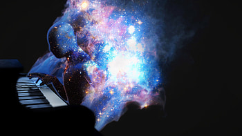 Art, Universe, Piano, Silhouette HD wallpaper