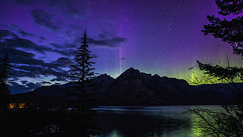 Dark Aurora Low Light Stars Space, aurora, nature, mountains, lake, pond, tree, sky, stars HD wallpaper