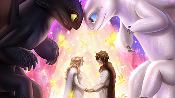 King And Queen, how-to-train-your-dragon-the-hidden-world, how-to-train-your-dragon-3, how-to-train-your-dragon, movies, 2019-movies, animated-movies, artist, artwork, digital-art, deviantart HD wallpaper