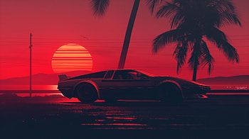 Red Ride Synthwave, synthwave, red, cars, artist, artwork, digital-art HD wallpaper