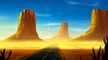 Road To Desert , desert, road, artist, artwork, digital-art, deviantart HD wallpaper