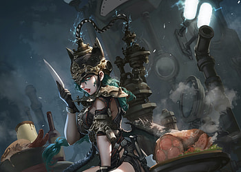Seven sins ~ Gluttony, gluttony, seven sins, fantasy, antilous chao, art, girl, dark HD wallpaper