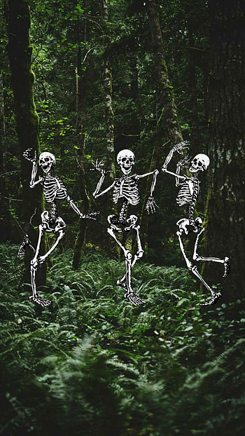 Dancing, skeleton, art, dance, trees HD phone wallpaper