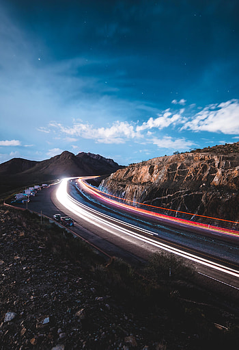Auto, Nature, Rocks, Road, Long Exposure, Glow HD phone wallpaper
