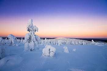 Winter, sunset, twilight, landscape HD wallpaper