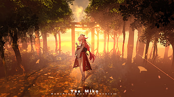 Yae Miko Guuji Genshin Impact HD wallpaper