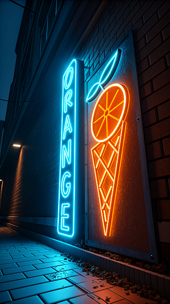 Vibrant Neon Ice Cream: A Bold , neon lights, ice cream, orange (Color) HD phone wallpaper