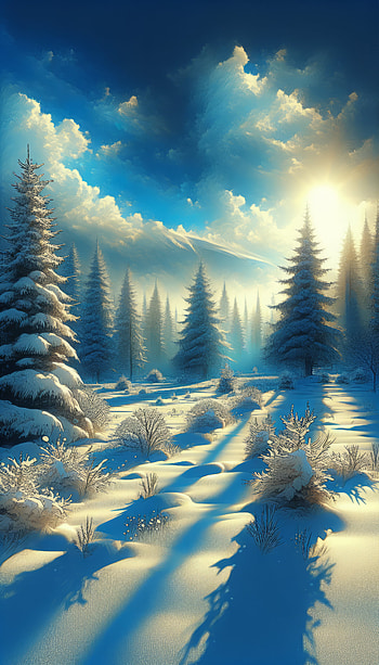 Enchanting Winter Wonderland, winter scene, winter, snow, forest, sunrise HD phone wallpaper