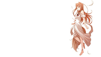 Preview spice and wolf, horo, girl, move, smile, feathers HD wallpaper