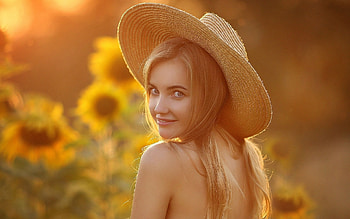 Sunny, cowgirls, ranch, blondes, hat HD wallpaper