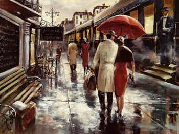Welcome Aboard, couple, station, train, rain HD wallpaper
