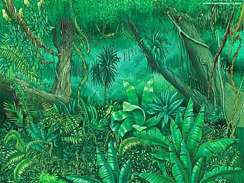 3d nature 8000x600. jpg, nature, jungle, plants, 3d HD wallpaper