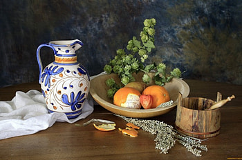 Still Life-2-, blue, beautiful, orange, green HD wallpaper