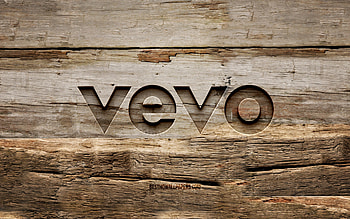 Vevo wooden logo, , wooden backgrounds, brands, Vevo logo, creative, wood carving, Vevo HD wallpaper