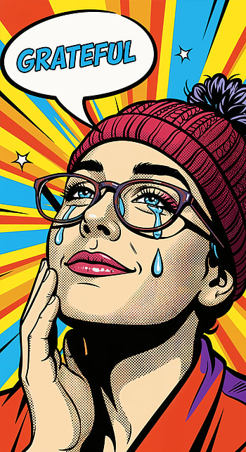 Grateful Glow; Tears of Gratitude; Pop-Grateful; Thankful Pop; Joyful Thanks, woman, pop art, glasses HD phone wallpaper