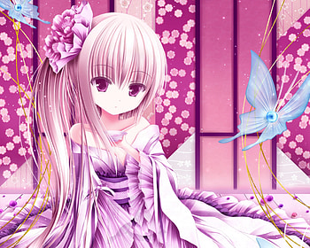 ♡ Pink ♡, cute, long hair, dress, nice, , adorable, female, sexy, sweet, hot, girl, kawaii, anime girl, anime, pretty, gown, lovely HD wallpaper