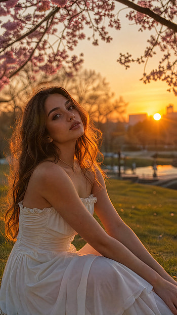 Golden Hour Blossom — , Woman HD phone wallpaper