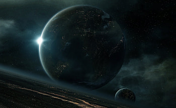 Future Earth, earth, earth of the future, earth and moon, adavanced earth, future planet HD wallpaper