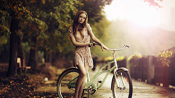 Park, Girl and Bikes HD wallpaper