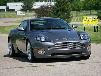 Trees, Aston Martin, Cars, Front View, Grey, V12, Vanquish, 2001 HD wallpaper