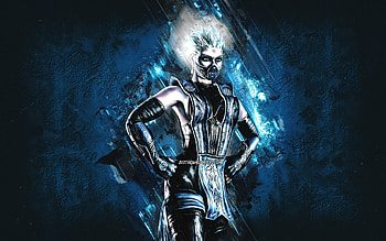 Frost, Mortal Kombat, blue stone background, Mortal Kombat 11, Frost grunge art, Mortal Kombat characters, Frost character, Frost Death Battle HD wallpaper