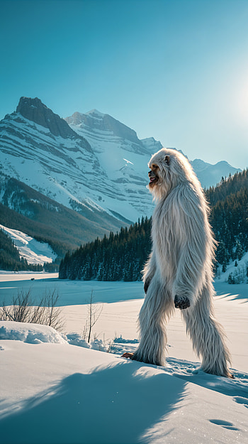 Yeti Majesty: A Stunning for Nature Lovers, snow, mountain, mythical creature, Snowy Mountain HD phone wallpaper