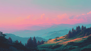 Summer Vibes Forest – Serene Pastel Landscape View, summer vibes, forest, pastel aesthetic, landscape view HD wallpaper