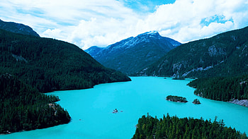 Diablo Lake, North Cascades National Park, Washington, landscape, sky, mountains, usa HD wallpaper
