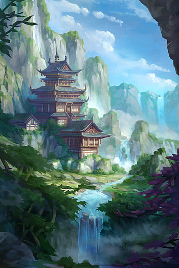 Art, Building, Pagoda, Slope, Temple HD phone wallpaper