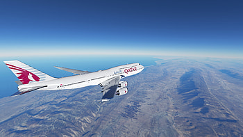 Qatar Airways, Boeing 747-8, Flight simulation, Aviation enthusiasts HD wallpaper