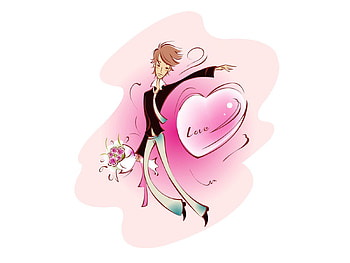 Art, Love, , Drawing, Bouquet, Heart, Confession, Guy HD wallpaper