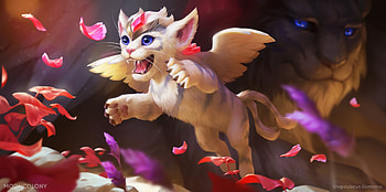 Jeweled protector cub, jewel, wings, pink, cub, fantasy, luminos, lion, ekaterina shapovalova HD wallpaper