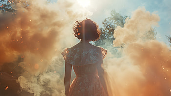 Sunlit Dream in Summer Dress, woman, summer dress, smoke, sunlight, silhouette HD wallpaper
