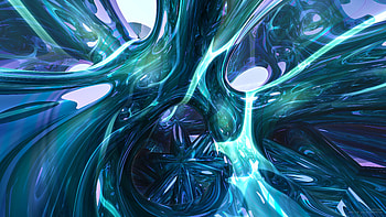 3d Fractal Art, 3D, blue, cyan, turquoise, Abstract, fractal, abstract blue HD wallpaper