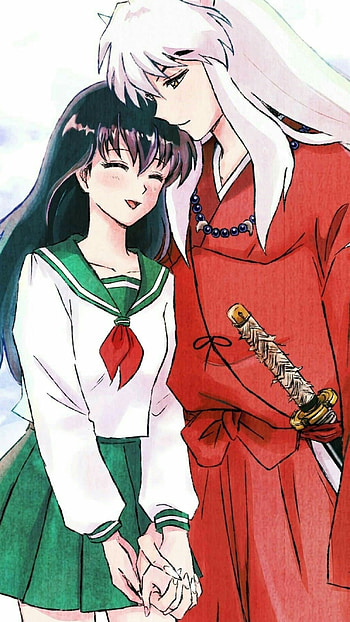InuYasha and Kagome, InuYasha series, InuYasha fan art, Sesshomaru inclusion HD phone wallpaper