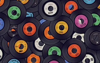 vinyl records pattern, , music backgrounds, abstract patterns, background with vinyl records, artwork, vinyl records HD wallpaper