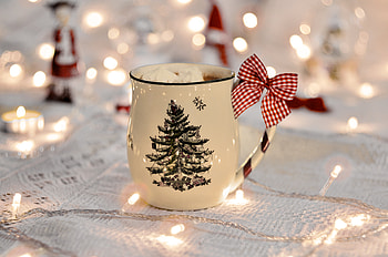 Holidays, New Year, Cup, Bow, Garland HD wallpaper