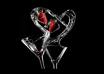glass splash, glass, strawberry, water splash, splash HD wallpaper