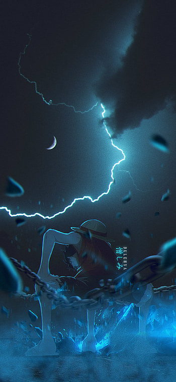 Luffy gear 2, atmosphere, sky, op, onepiece, electricity, zoro, onepiece, moon, blue, gear2, manga, sanji, anime HD phone wallpaper