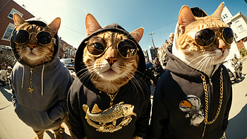 Funny Gangster Cat Trio, cat, gangster, funny HD wallpaper