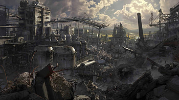 WQ post-apocalyptic, High-definition dystopia, Futuristic wasteland, Vibrant HD wallpaper