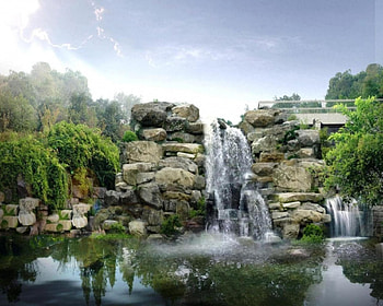 Waterfalls, painting, Art, sky, nature, Waterfall, rivers HD wallpaper