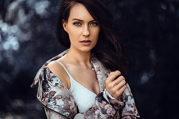 Woman, stare, green eyes, hot HD wallpaper