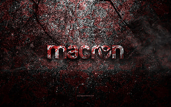 Macron logo, grunge art, Macron stone logo, red stone texture, Macron, grunge stone texture, Macron emblem, Macron 3d logo HD wallpaper